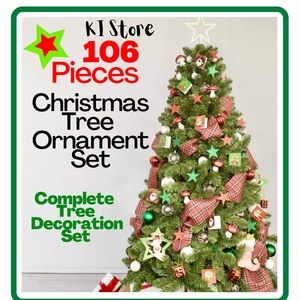 Christmas Tree Ornaments Set (106 Pieces) EntireTree Decorations- Brand New